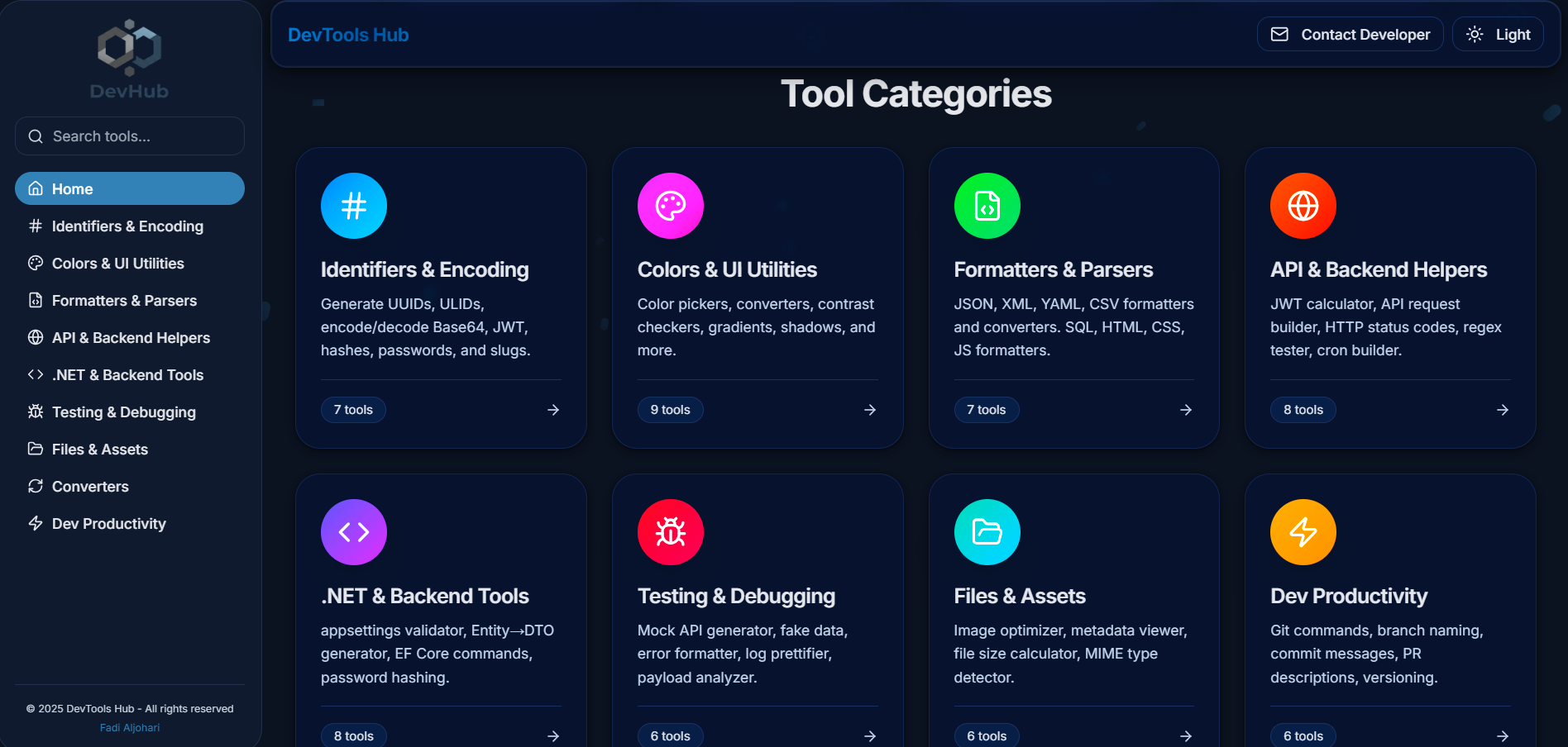 DevTools Hub - Developer Utility Platform by Fadi Aljohari